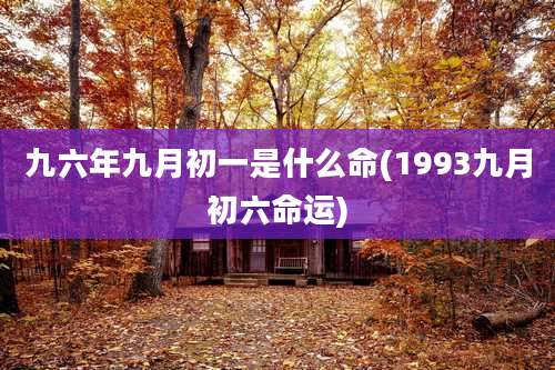 九六年九月初一是什么命(1993九月初六命运)