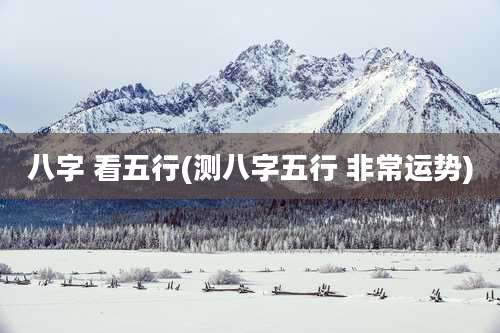 八字 看五行(测八字五行 非常运势)