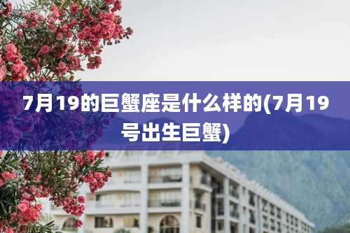 7月19的巨蟹座是什么样的(7月19号出生巨蟹)