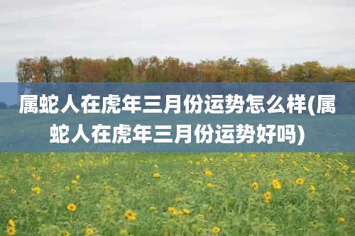 属蛇人在虎年三月份运势怎么样(属蛇人在虎年三月份运势好吗)