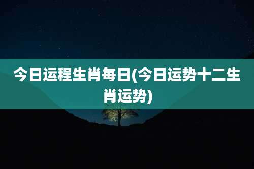 今日运程生肖每日(今日运势十二生肖运势)