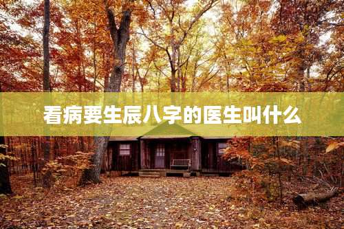 看病要生辰八字的医生叫什么