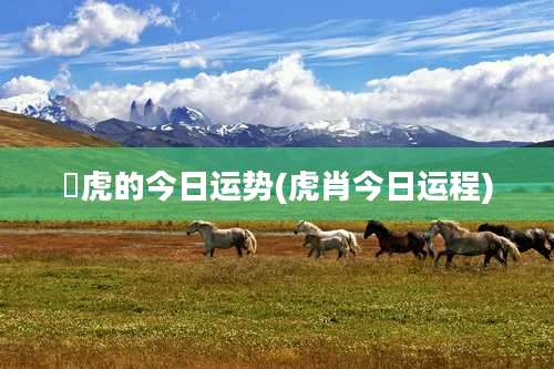 䲩虎的今日运势(虎肖今日运程)