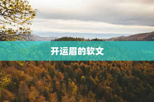 开运眉的软文
