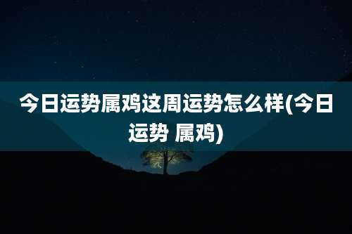 今日运势属鸡这周运势怎么样(今日运势 属鸡)