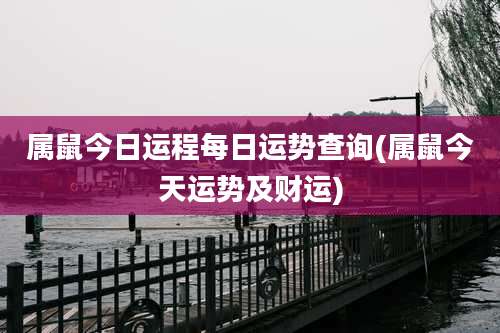 属鼠今日运程每日运势查询(属鼠今天运势及财运)