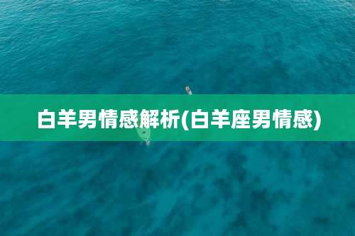 白羊男情感解析(白羊座男情感)