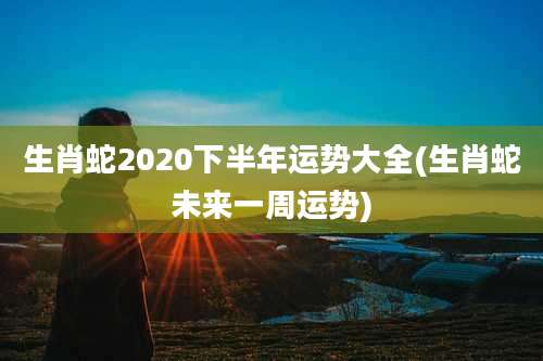 生肖蛇2020下半年运势大全(生肖蛇未来一周运势)