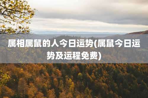 属相属鼠的人今日运势(属鼠今日运势及运程免费)
