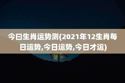 今曰生肖运势测(2021年12生肖每日运势,今日运势,今日才运)