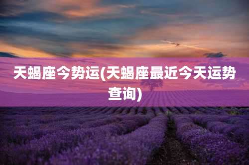 天蝎座今势运(天蝎座最近今天运势查询)