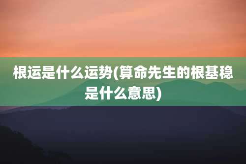 根运是什么运势(算命先生的根基稳是什么意思)