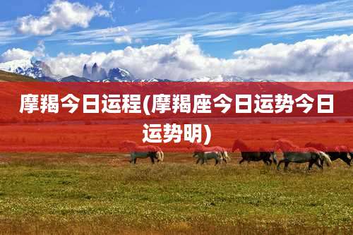 摩羯今日运程(摩羯座今日运势今日运势明)