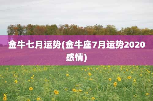 金牛七月运势(金牛座7月运势2020感情)