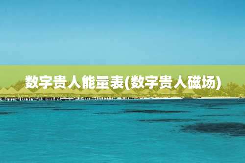 数字贵人能量表(数字贵人磁场)