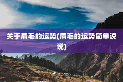 关于眉毛的运势(眉毛的运势简单说说)