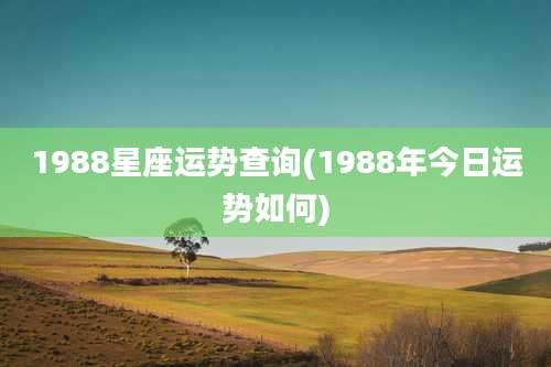 1988星座运势查询(1988年今日运势如何)