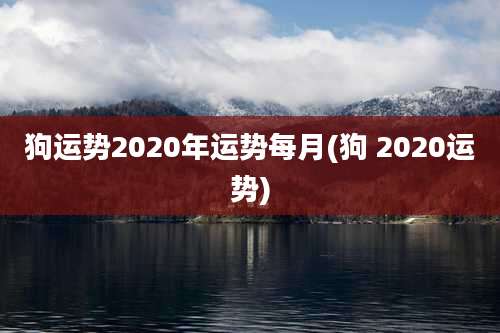 狗运势2020年运势每月(狗 2020运势)