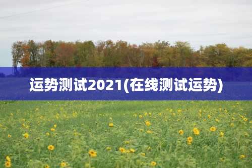 运势测试2021(在线测试运势)