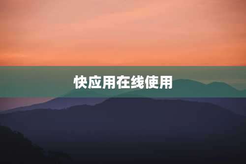快应用在线使用