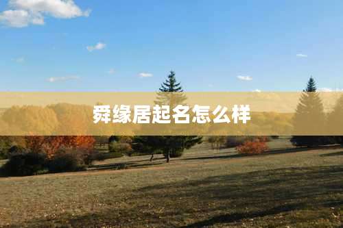 舜缘居起名怎么样