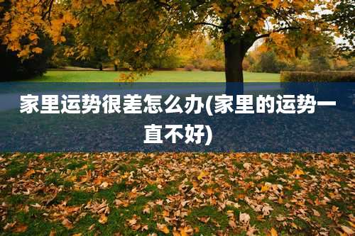 家里运势很差怎么办(家里的运势一直不好)