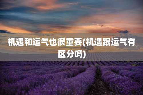 机遇和运气也很重要(机遇跟运气有区分吗)