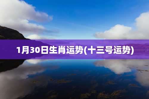 1月30日生肖运势(十三号运势)