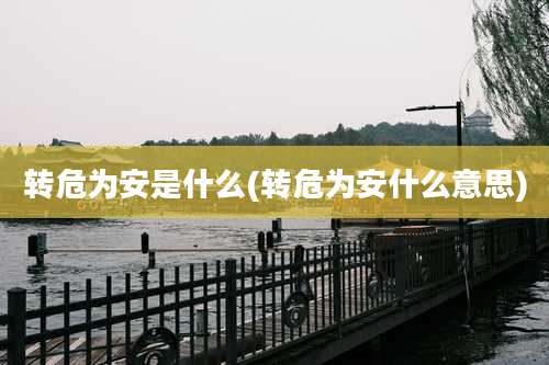 转危为安是什么(转危为安什么意思)