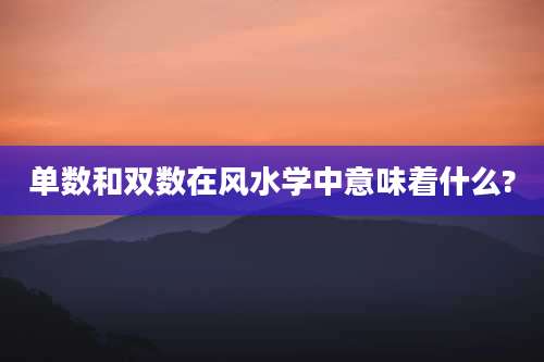 单数和双数在风水学中意味着什么?