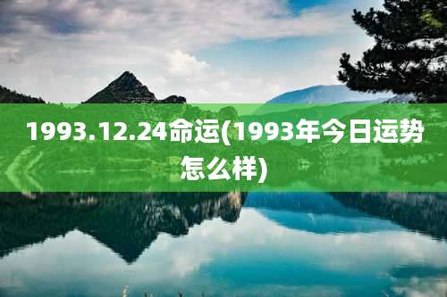 1993.12.24命运(1993年今日运势怎么样)