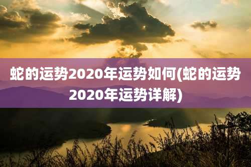 蛇的运势2020年运势如何(蛇的运势2020年运势详解)