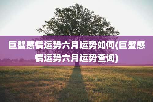 巨蟹感情运势六月运势如何(巨蟹感情运势六月运势查询)