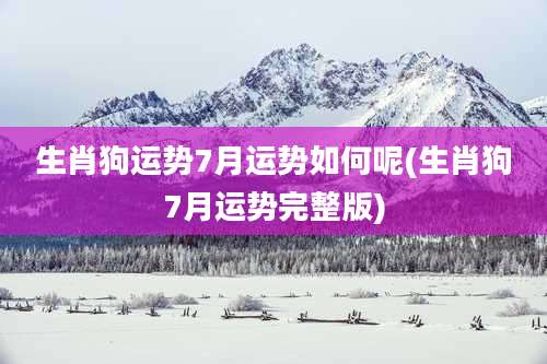生肖狗运势7月运势如何呢(生肖狗7月运势完整版)