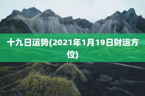 十九日运势(2021年1月19日财运方位)