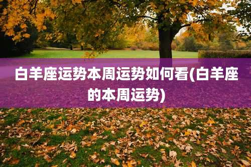 白羊座运势本周运势如何看(白羊座的本周运势)