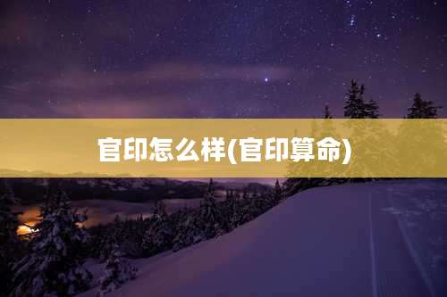 官印怎么样(官印算命)