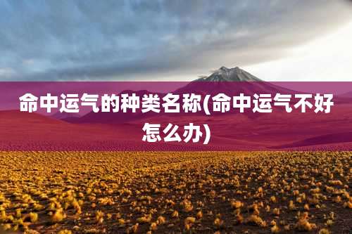 命中运气的种类名称(命中运气不好怎么办)