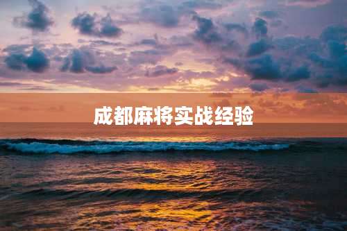 成都麻将实战经验