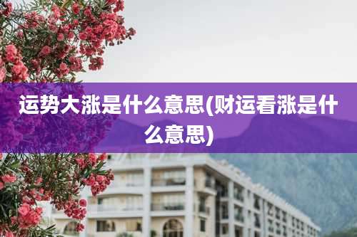 运势大涨是什么意思(财运看涨是什么意思)