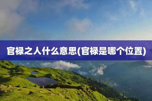 官禄之人什么意思(官禄是哪个位置)