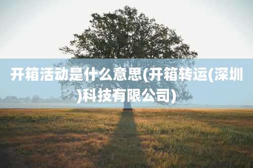 开箱活动是什么意思(开箱转运(深圳)科技有限公司)