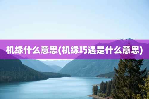 机缘什么意思(机缘巧遇是什么意思)