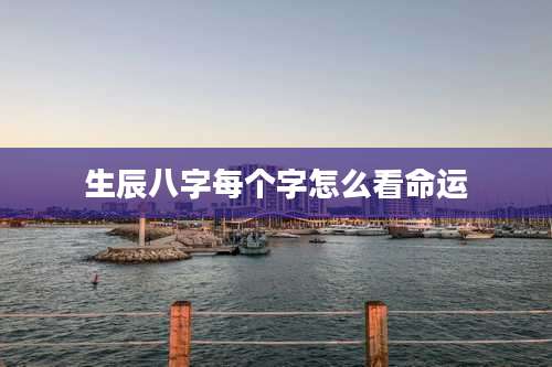 生辰八字每个字怎么看命运