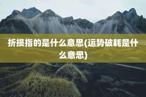 折损指的是什么意思(运势破耗是什么意思)