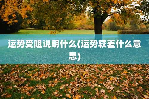 运势受阻说明什么(运势较差什么意思)