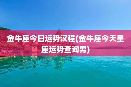 金牛座今日运势汉程(金牛座今天星座运势查询男)