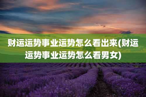 财运运势事业运势怎么看出来(财运运势事业运势怎么看男女)