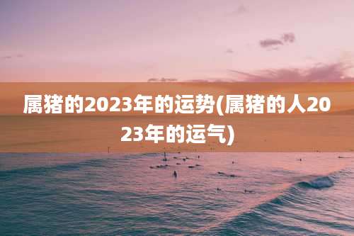 属猪的2023年的运势(属猪的人2023年的运气)