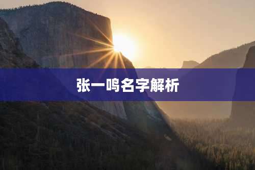 张一鸣名字解析